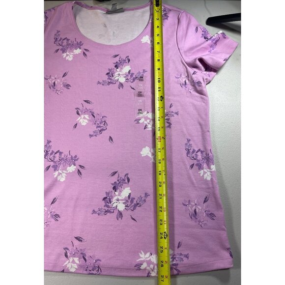 Style & Co Womens Floral Print Short Sleeve Tee OX Millie Pink Made In Indonesia - Picture 5 of 10